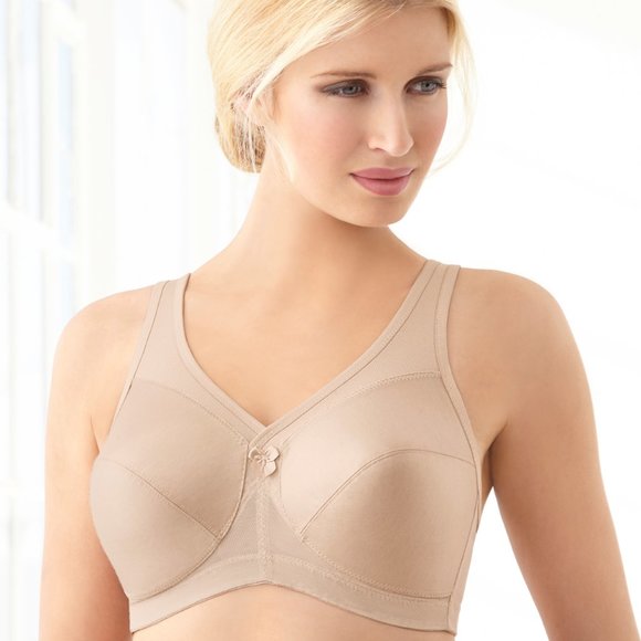 Glamorise Bra 50B Full-Figure Active Support Magic Lift Cotton Blend Nude NEW - Picture 3 of 17
